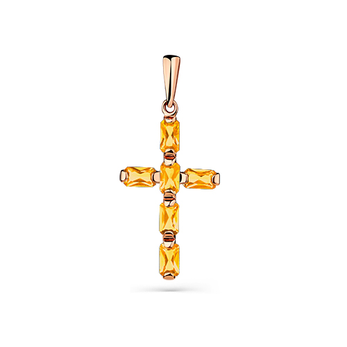 Крест, золото, цитрин, 04-1-038-1000-010